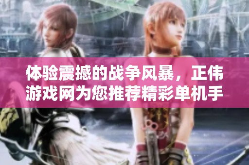 体验震撼的战争风暴，正伟游戏网为您推荐精彩单机手机游戏