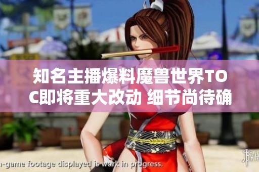 知名主播爆料魔兽世界TOC即将重大改动 细节尚待确认