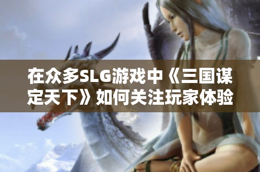 在众多SLG游戏中《三国谋定天下》如何关注玩家体验和游戏质量