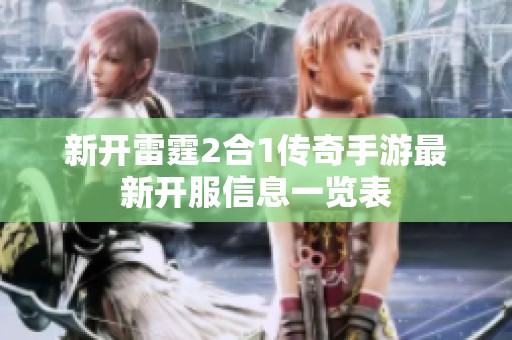新开雷霆2合1传奇手游最新开服信息一览表