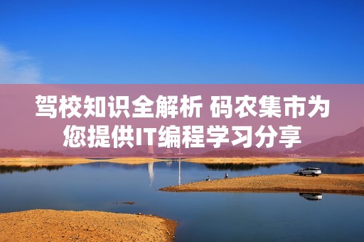 驾校知识全解析 码农集市为您提供IT编程学习分享
