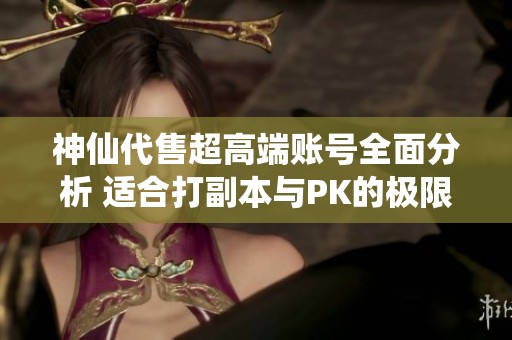 神仙代售超高端账号全面分析 适合打副本与PK的极限五级角色