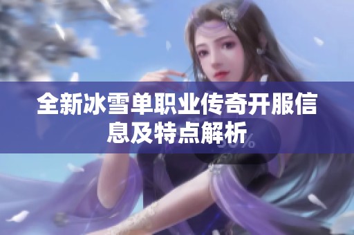 全新冰雪单职业传奇开服信息及特点解析