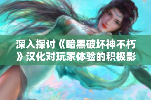 深入探讨《暗黑破坏神不朽》汉化对玩家体验的积极影响