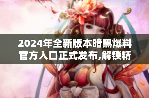 2024年全新版本暗黑爆料官方入口正式发布,解锁精彩内容