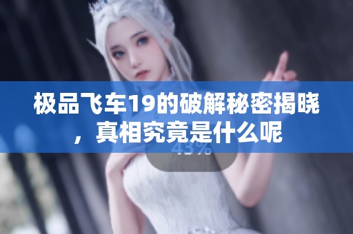 极品飞车19的破解秘密揭晓，真相究竟是什么呢