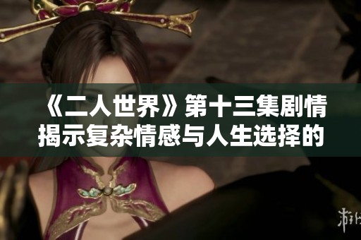 《二人世界》第十三集剧情揭示复杂情感与人生选择的抉择时刻