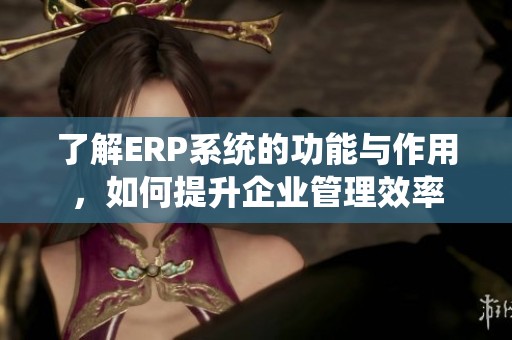 了解ERP系统的功能与作用，如何提升企业管理效率