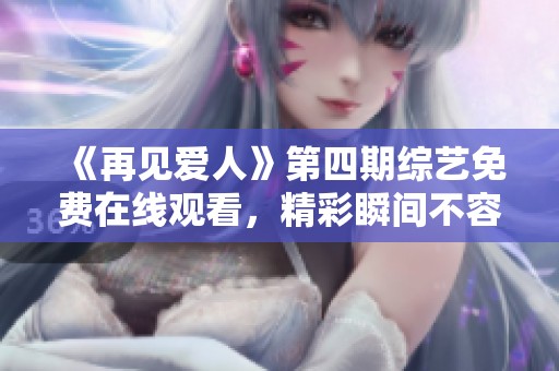 《再见爱人》第四期综艺免费在线观看，精彩瞬间不容错过