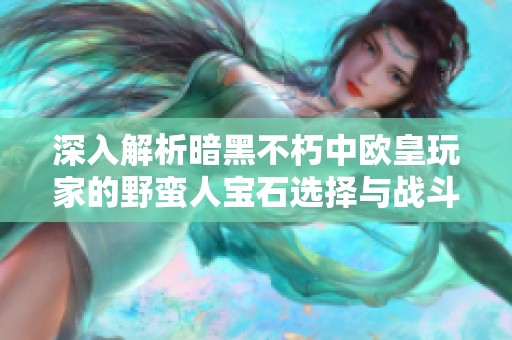 深入解析暗黑不朽中欧皇玩家的野蛮人宝石选择与战斗策略技巧