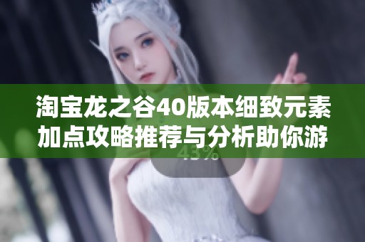 淘宝龙之谷40版本细致元素加点攻略推荐与分析助你游戏更轻松