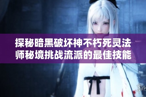 探秘暗黑破坏神不朽死灵法师秘境挑战流派的最佳技能与装备搭配技巧