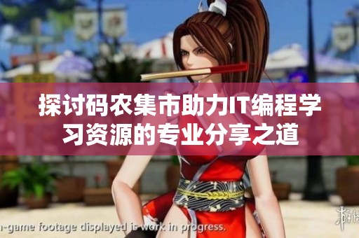 探讨码农集市助力IT编程学习资源的专业分享之道