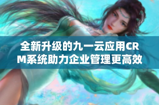 全新升级的九一云应用CRM系统助力企业管理更高效
