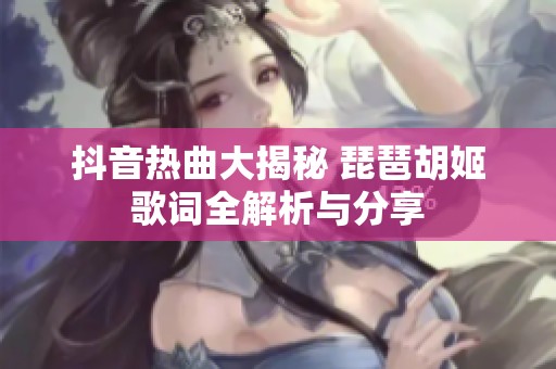 抖音热曲大揭秘 琵琶胡姬歌词全解析与分享