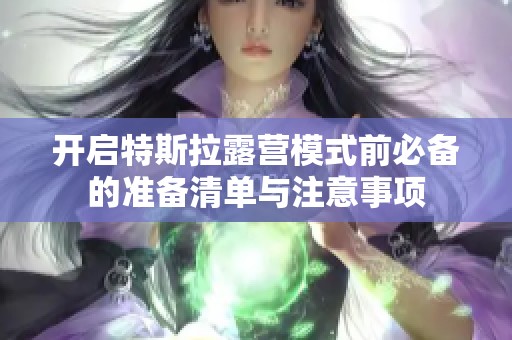 开启特斯拉露营模式前必备的准备清单与注意事项