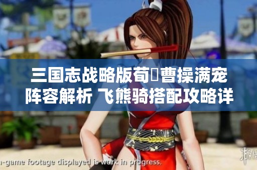 三国志战略版荀彧曹操满宠阵容解析 飞熊骑搭配攻略详解