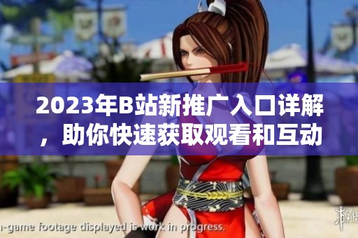 2023年B站新推广入口详解，助你快速获取观看和互动机会