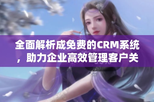 全面解析成免费的CRM系统，助力企业高效管理客户关系