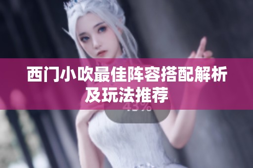 西门小吹最佳阵容搭配解析及玩法推荐