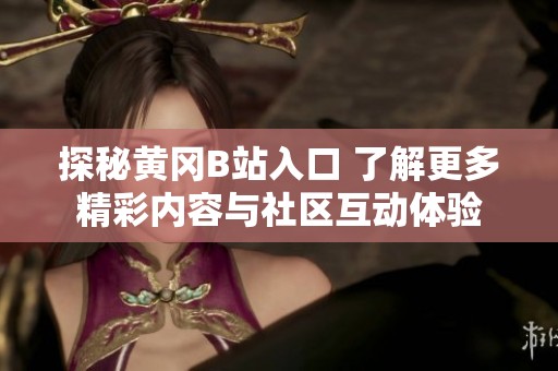 探秘黄冈B站入口 了解更多精彩内容与社区互动体验