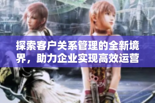 探索客户关系管理的全新境界，助力企业实现高效运营与发展