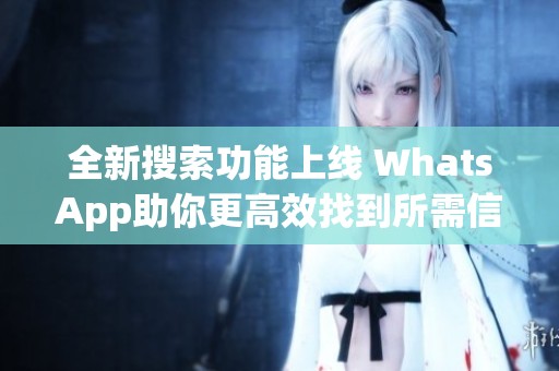 全新搜索功能上线 WhatsApp助你更高效找到所需信息