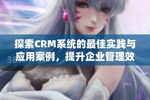 探索CRM系统的最佳实践与应用案例，提升企业管理效率与客户体验