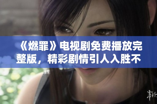 《燃罪》电视剧免费播放完整版，精彩剧情引人入胜不容错过